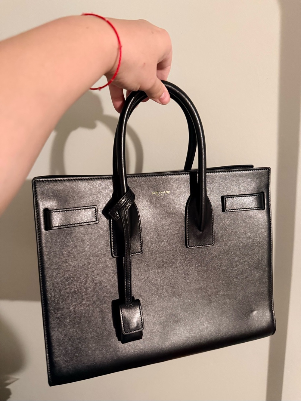 Saint Laurent Black Leather Sac de Jour Shoulder Bag